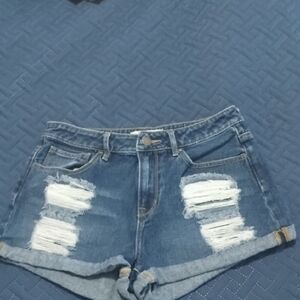 Bullhead Blue Distressed Jean Shorts